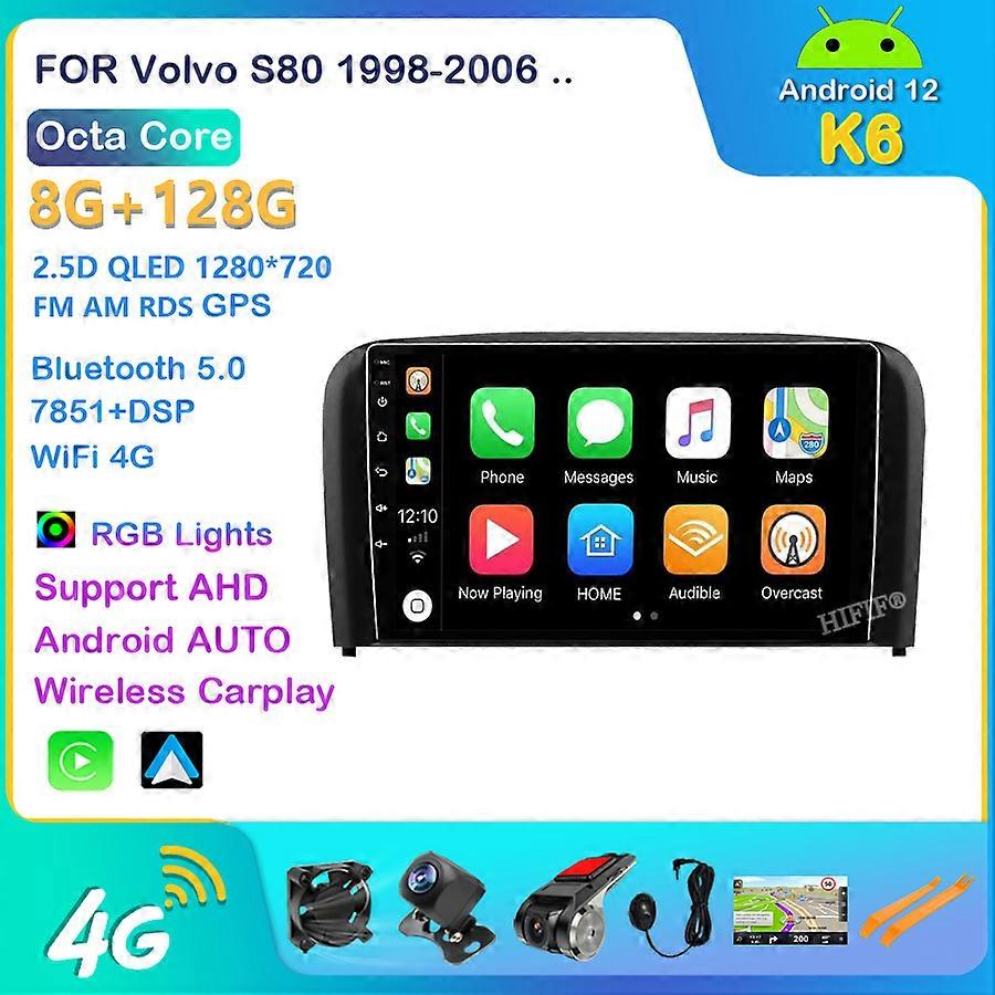Android 12 For Volvo S80 1998-2006 Car Radio Multimedia Video Player Navigation GPS Auto Carplay no 2 din DVD