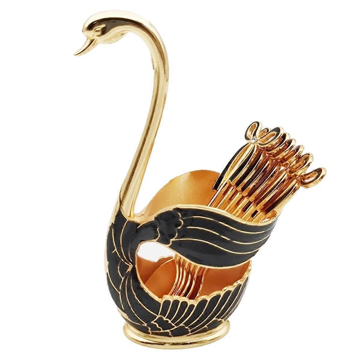 Swan Style Coffee Dessert Spoon Set-European Fruit Scoop Holder & Decorative Tableware for Sophisti