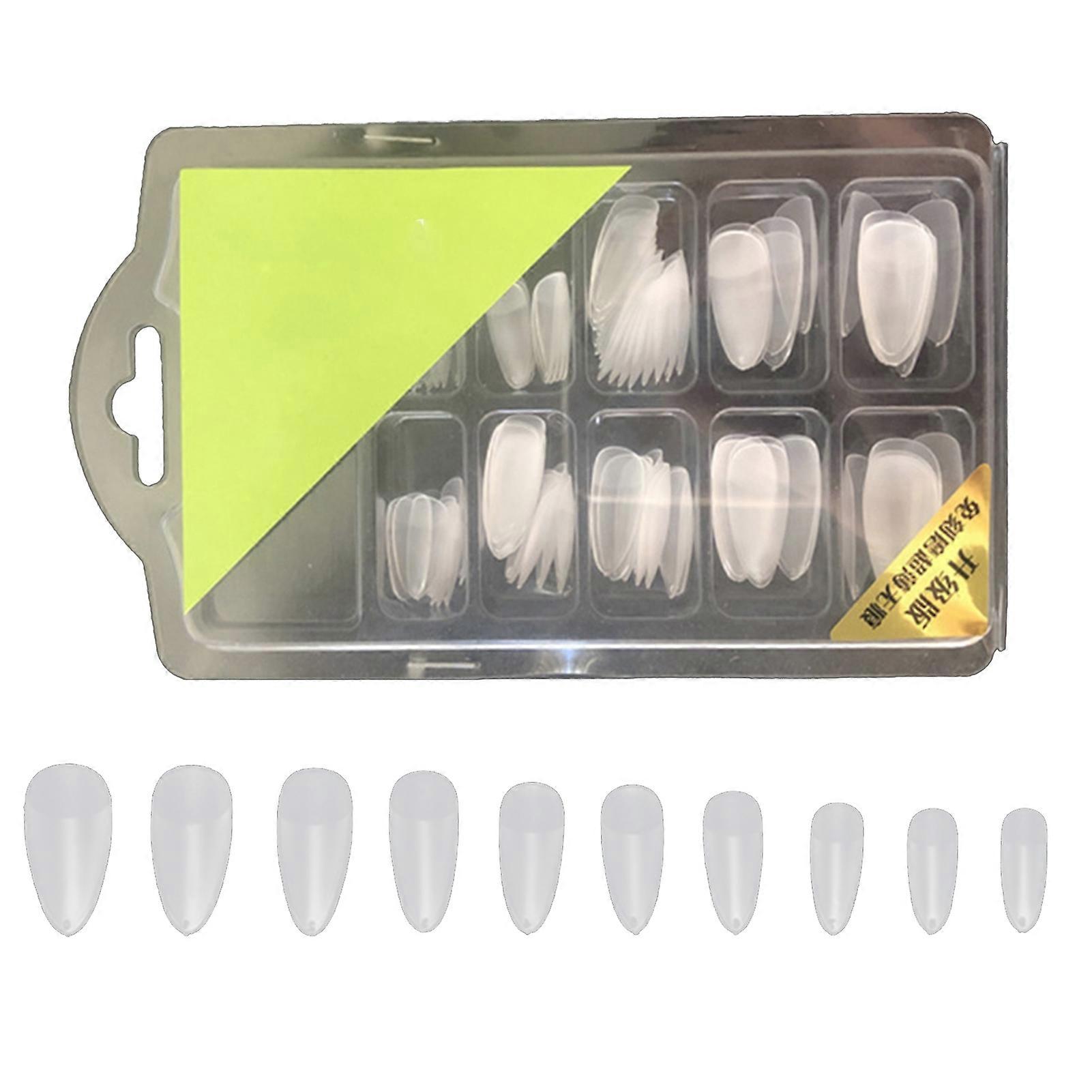 96Pcs/Box Seamless Nail Tips Ladder Shape Ultra Thin Water Drop Fold Transparent Frosted Tip for Manicure QinHai