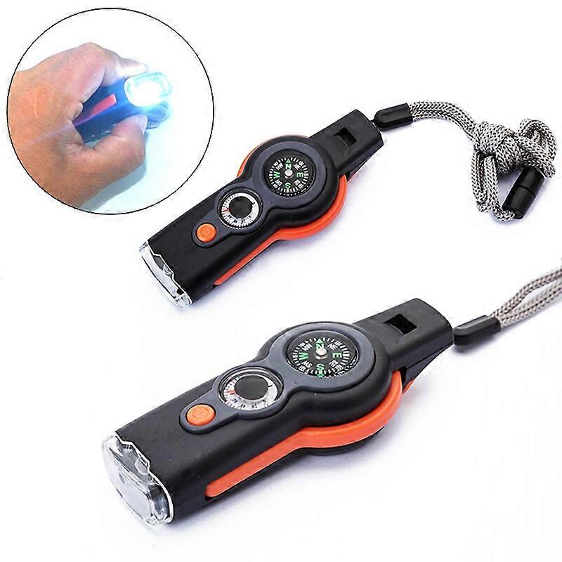 7 in 1 LED-Licht Outdoor Survival Notfallwerkzeug Multifunktionale Survival Notfallpfeife Leicht und einfach zu tragen