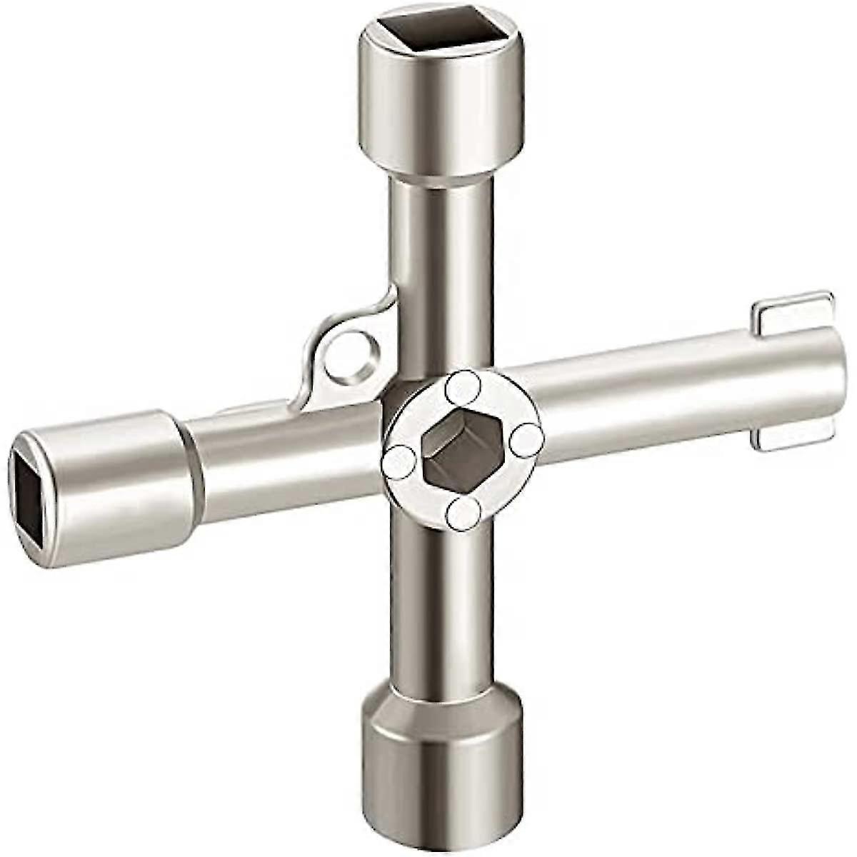 4-way Multi-functional Utilities Key, Electric Meter Box Key Stainless Steel Triangle/square