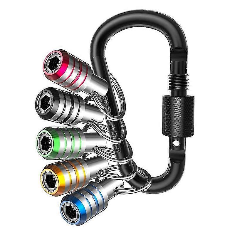 Bit Holder Keychain, 5pcs 1/4 Hex Impact Drill Bit Keychain Quick Change Connect Holder Drill Screw