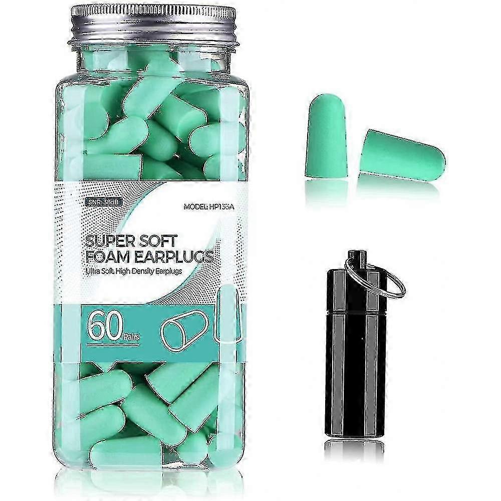 Super Soft Foam Earplugs, 38db Highest Snr, 60 Pairs, One Size Fits Virtually Every Wearer Comfortable For Sleeping WBK