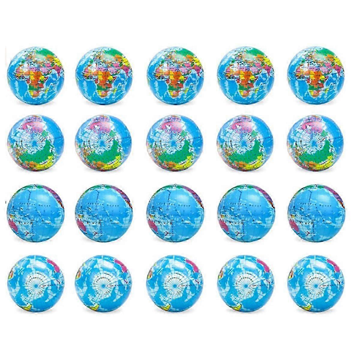 Lot de 20 balles anti-stress Terre, balles à presser thème Terre de 6,35 cm, balles anti-stress pour soulager l'anxiété