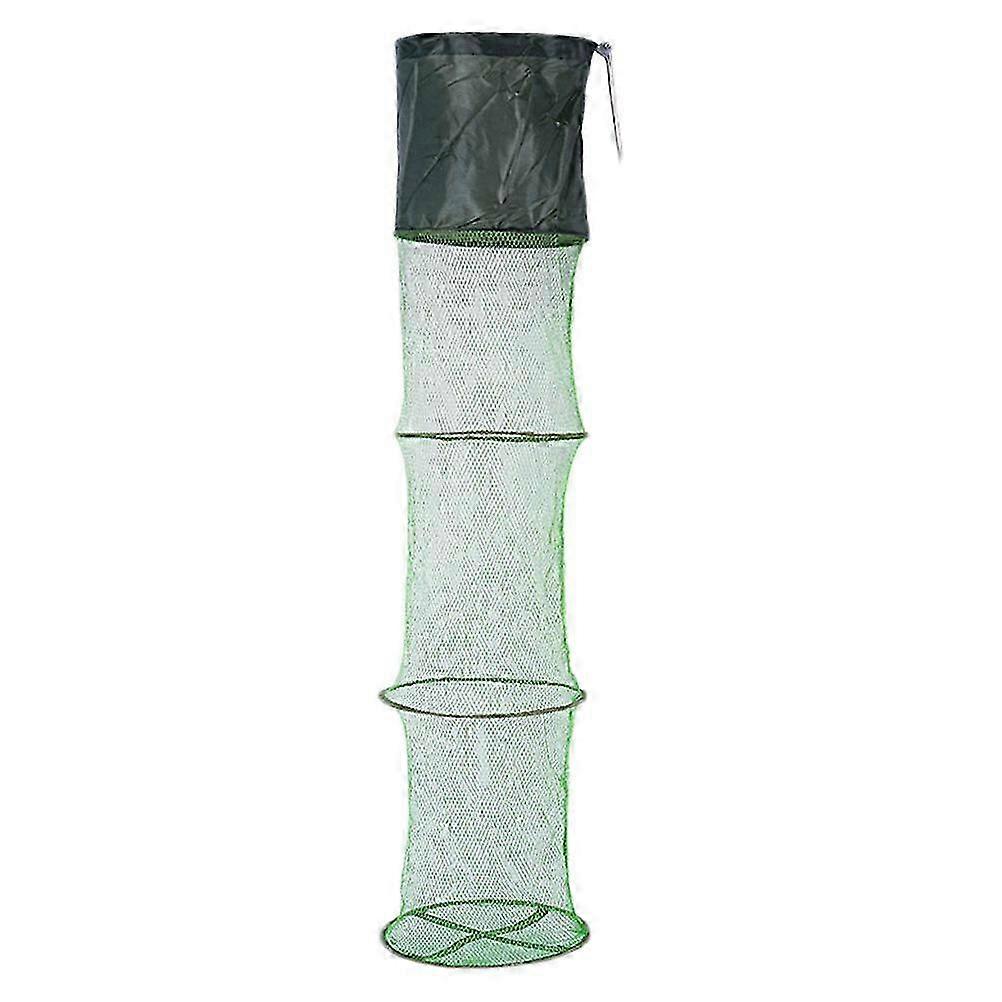 Collapsible Fishing Nets Round Fish Shrimp Mesh Cage Folding Fishing Landing Net Drawstring Fish Bag (Nylon Mesh 200x33cm)