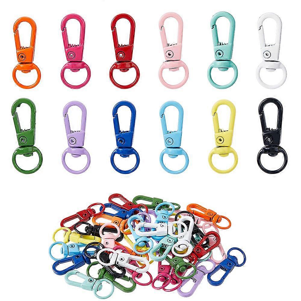 36Pcs 12 Colors Baking Paint Alloy Swivel Clasps Mixed Color 32x13x5.5mm Hole: 7.5x9mm 3pcs/color