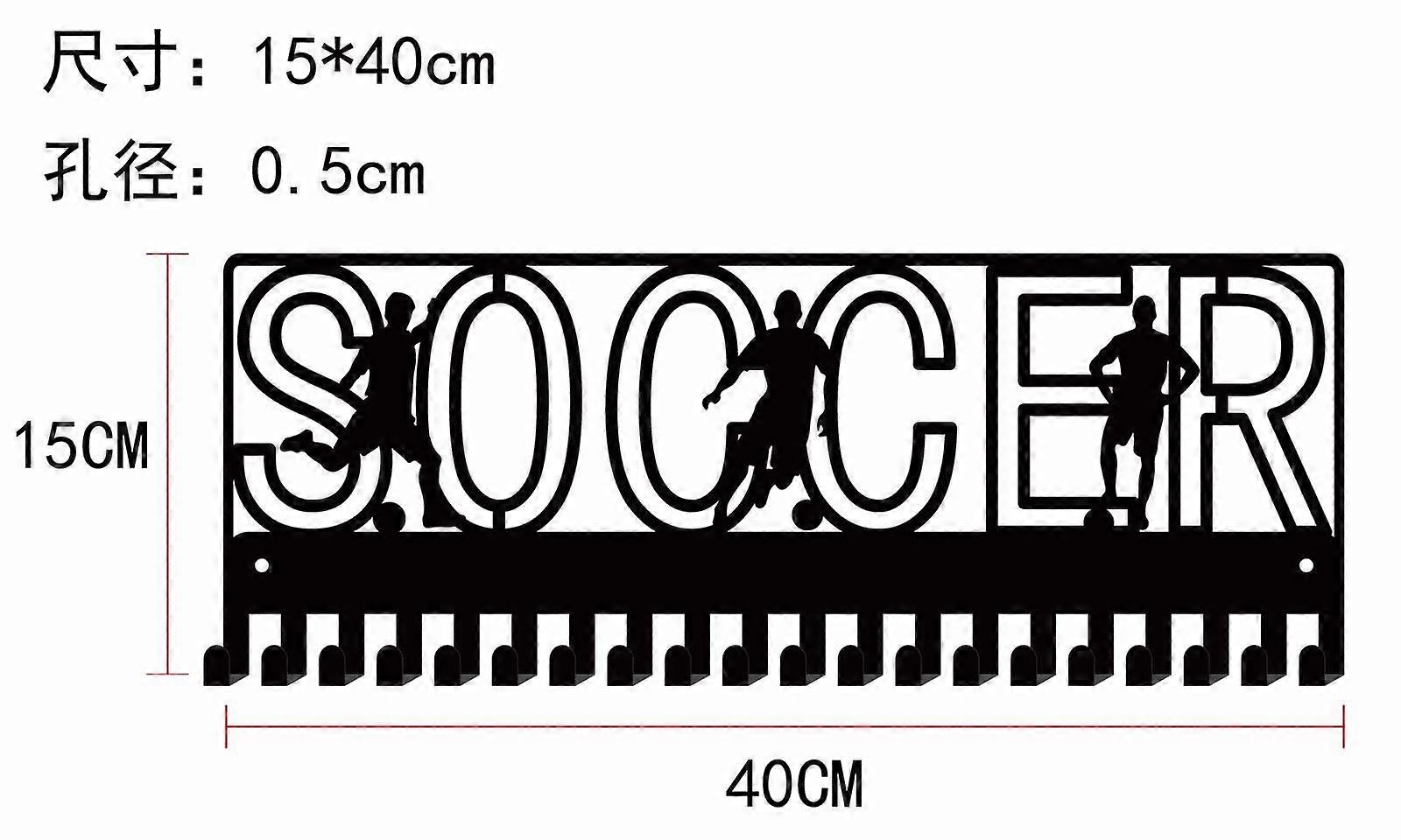 Iron Medal Holder Frame 20 Hooks Medal Display Hanger Rack with Screws Black Word 150x400mm Hole: 5mm