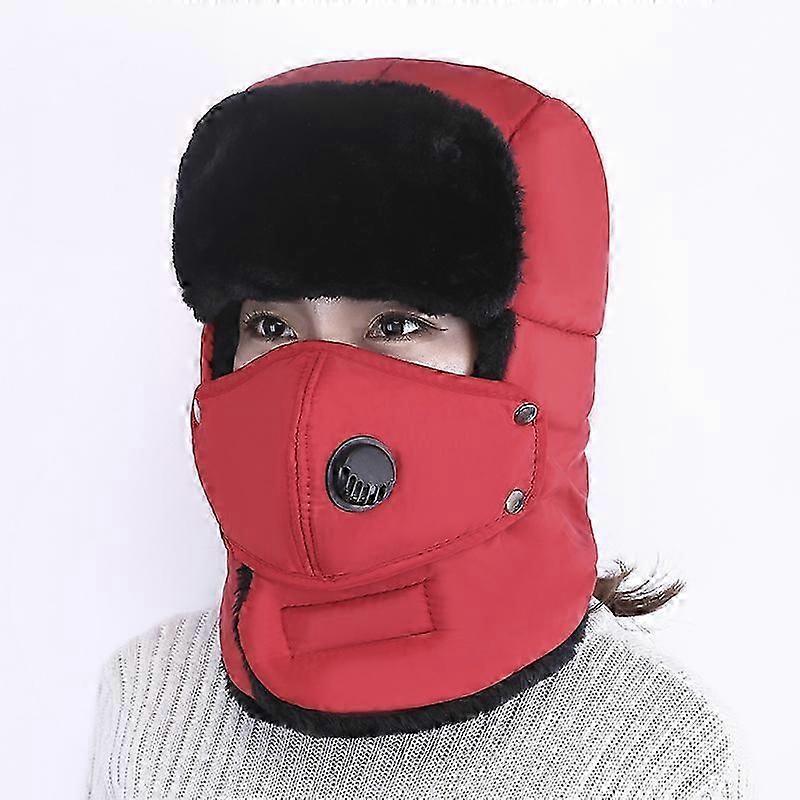 Men's winter windproof warm mask, exercise hiking ski pilot hat(red)