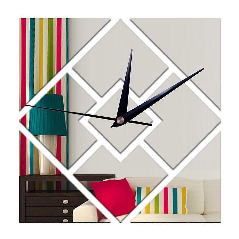 Decoration 3D Geometry Rhombus Mirror Sticking Wall Clock