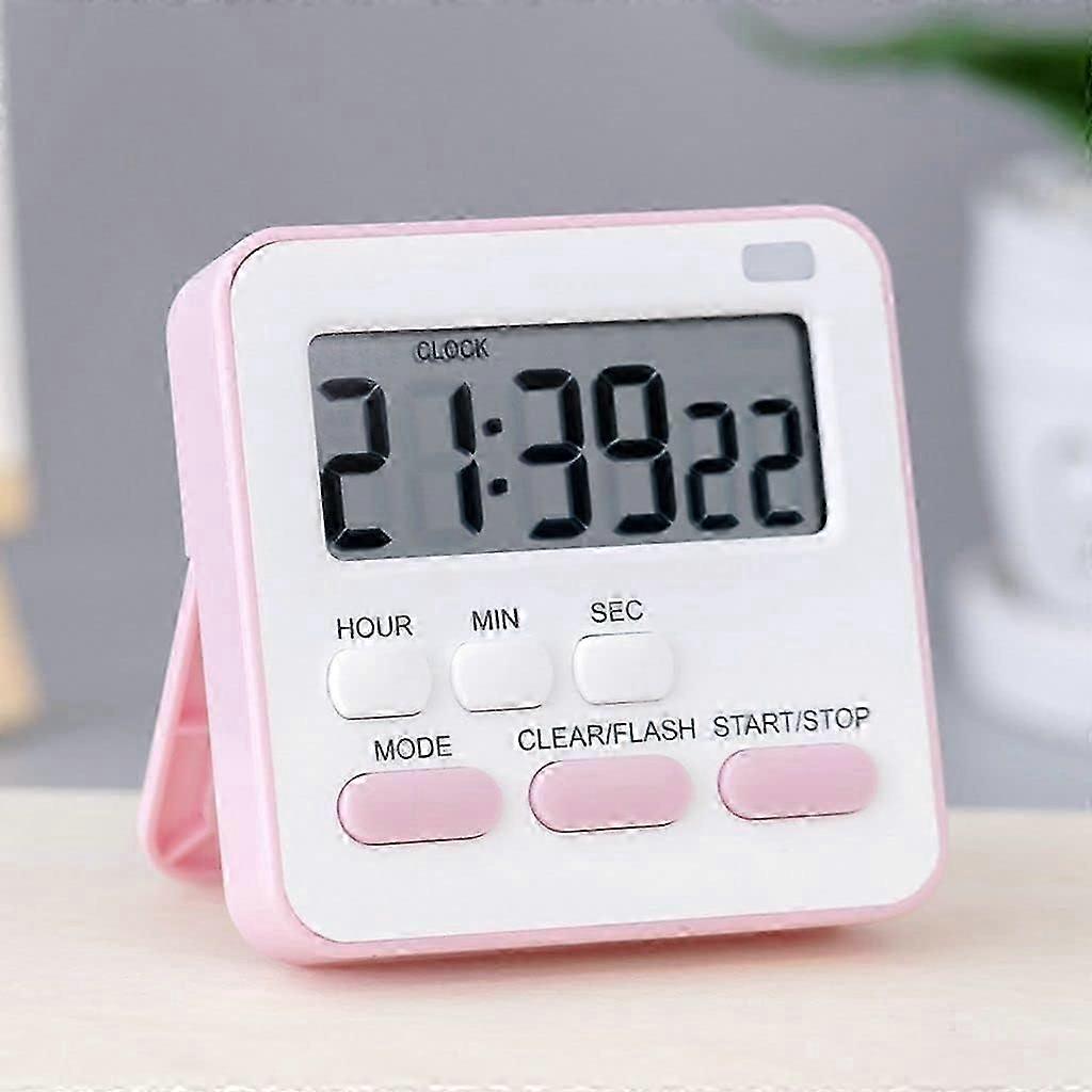 Kitchen Cooking Timer Alarm Clock, Mini Creative Alarm Clock with Magnetic Board, Countdown Stopwatch for Kitchen Gadget (Pink)