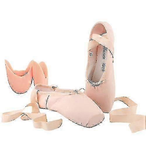 أحذية الباليه بوانت الفتيات النساء الشريط أحذية راقصة الباليه مع منصات اصبع القدم-