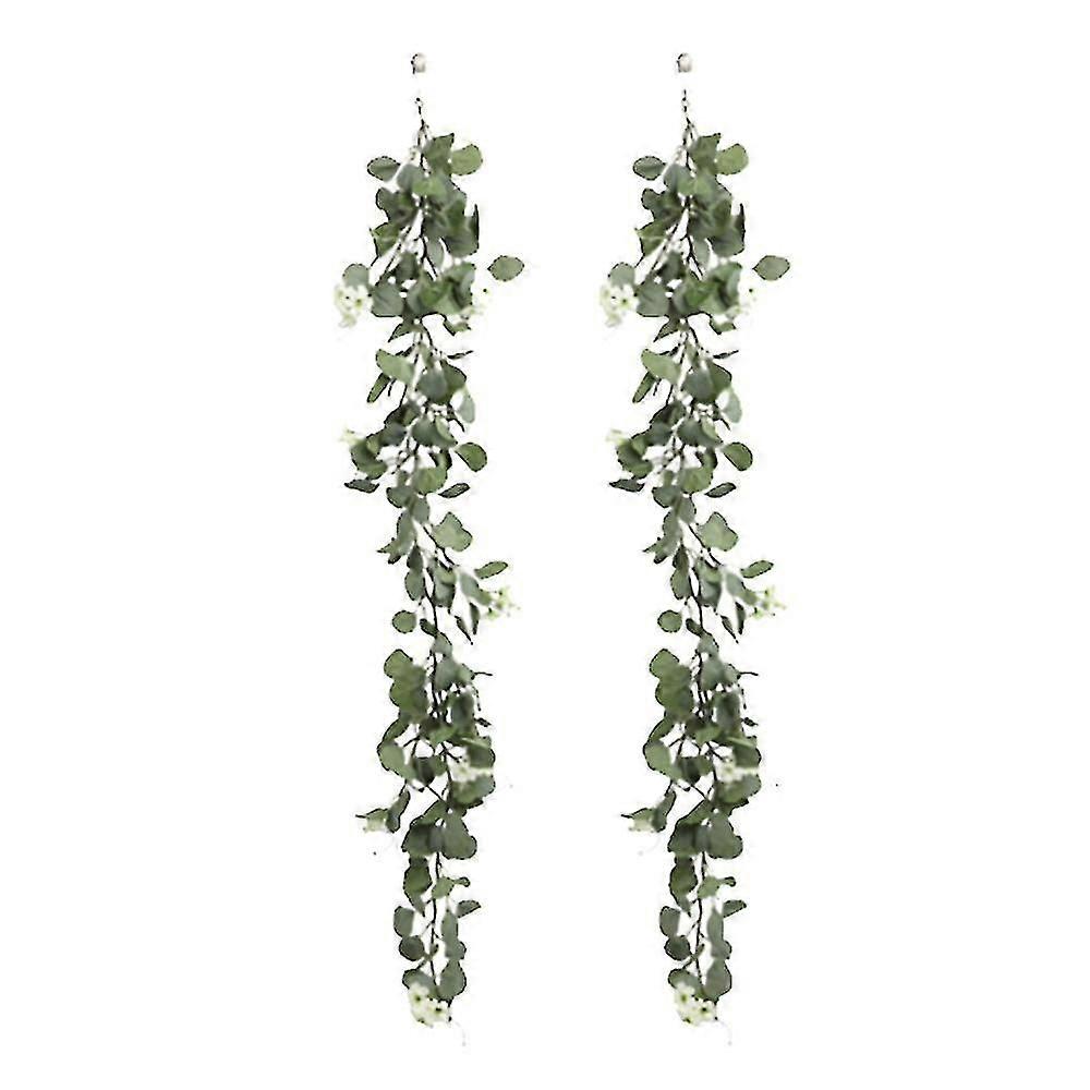 Artificial Eucalyptus Leaves Garland, Fake Greenery Frosted Vine A