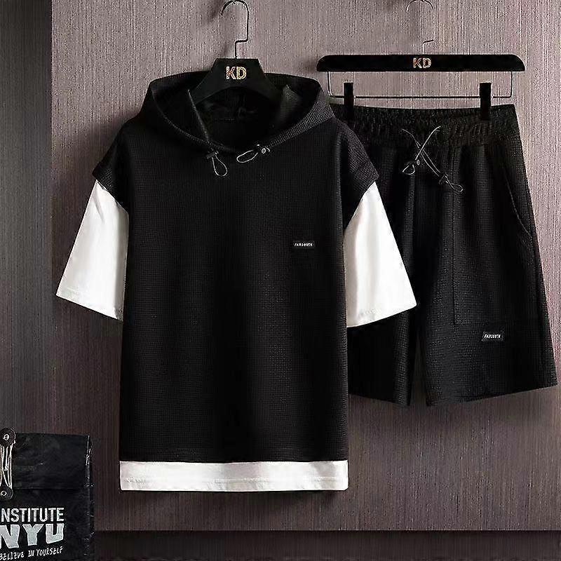 Summer Men's Sets Korean Fashion T Shirt+Shorts Outfit Set Men Trend Men Clothing Two Piece Set Tracksuit Men Joggers Set