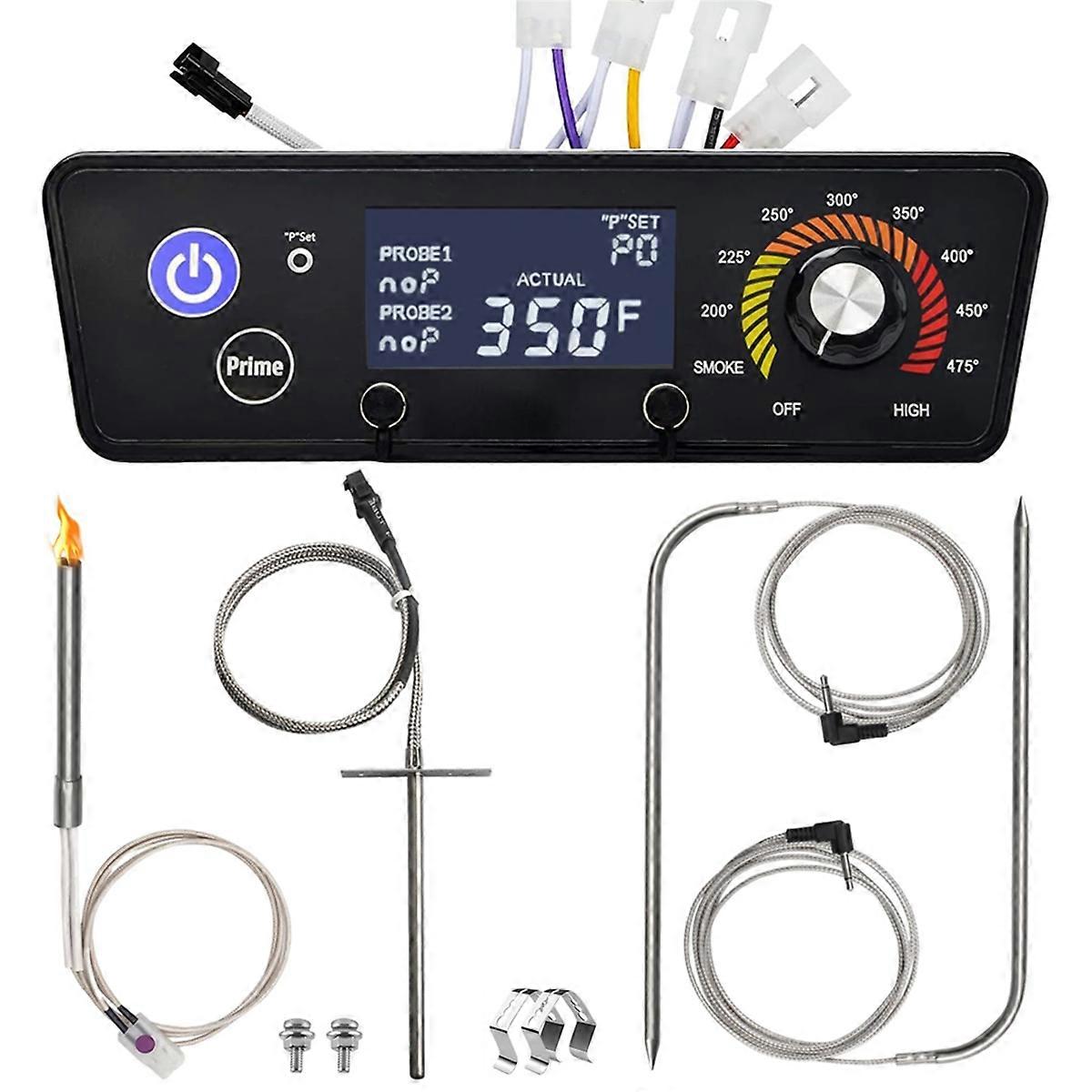 230V Digital W/LCD Display Control Board Replacement Parts for Pellet Grill Smokers with Meat Probe, RTD Sensor