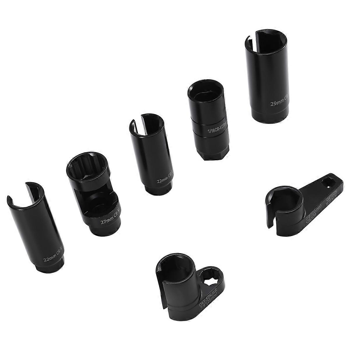 7pcs Universal O2 Oxygen Sensor Socket 6 Point Wrench Tool Remover Installer Set Sensor Removing Tool Kit