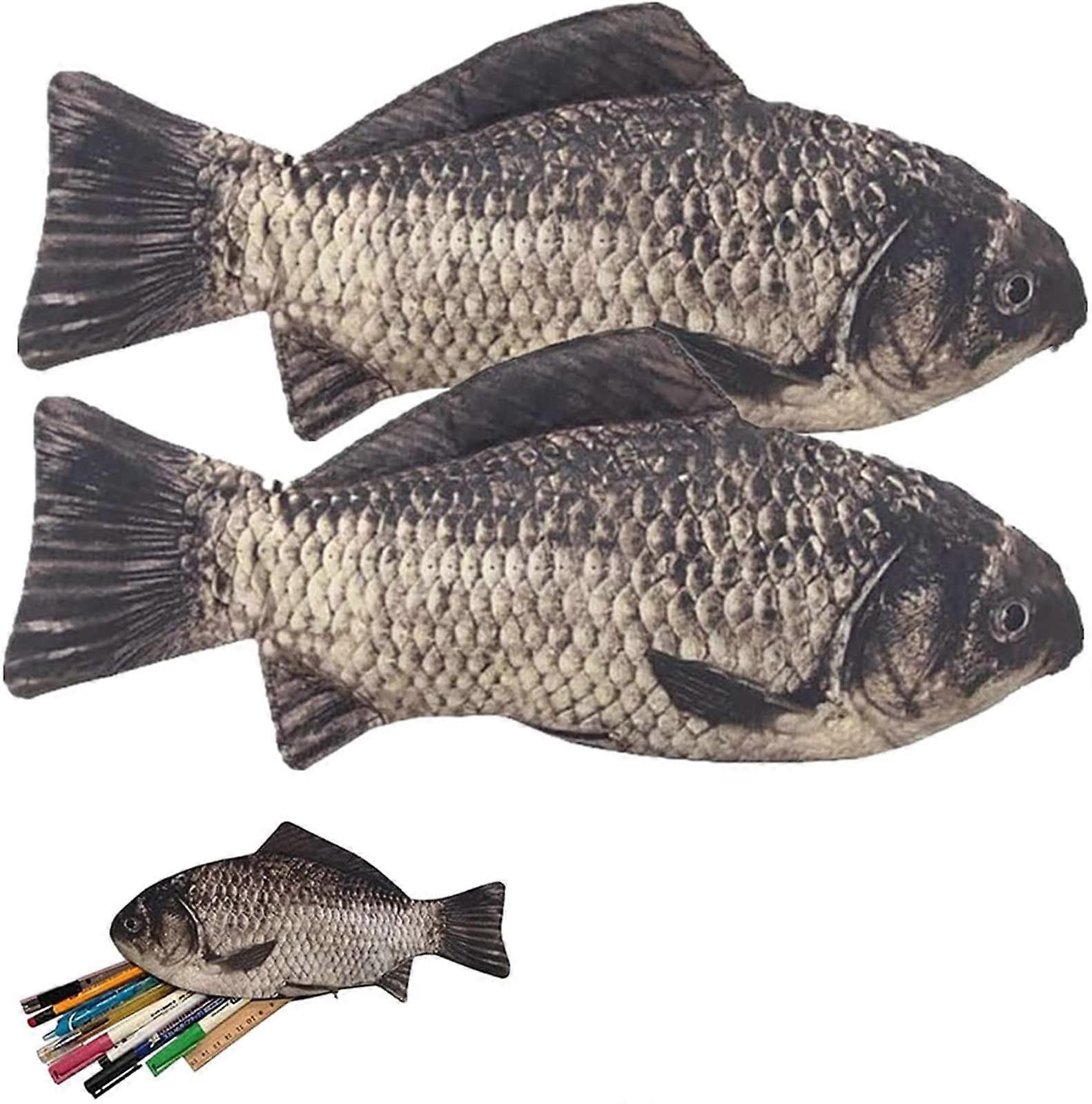 2-Pack Fish-Shaped Pencil Case with Coin Purse