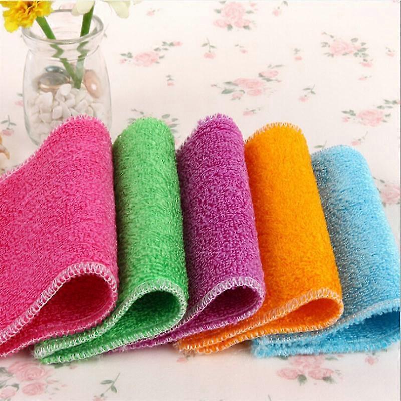 1PCS Dish Cloth Bamboo Fiber High Efficient Anti-grease Washing Towel Kitchen Cleaning Wiping Rag