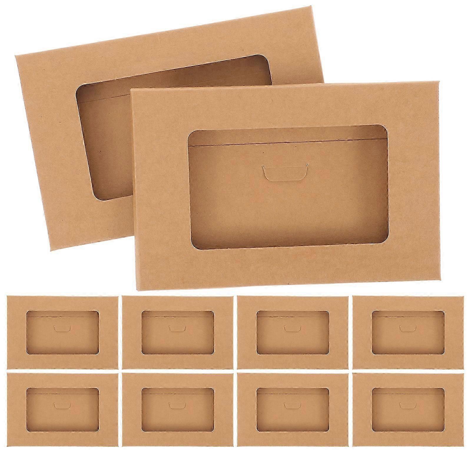 10pcs Envelop Storage Boxes Kraft Paper Postcard Boxes Open Window Postcard Boxes