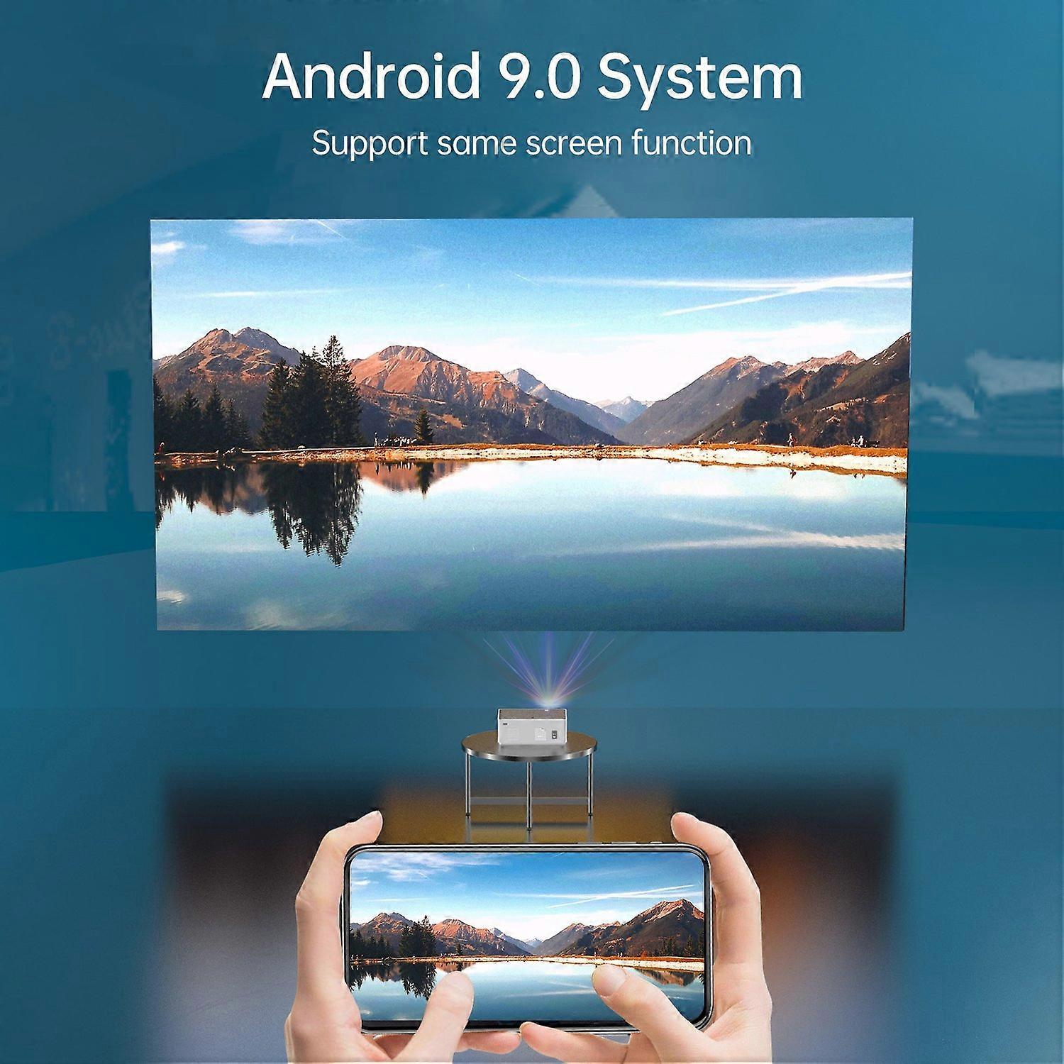 Portable 1080P Projector with 2.4G/5G Dual-Band WiFi Wireless Connection Android 9.0 System Support