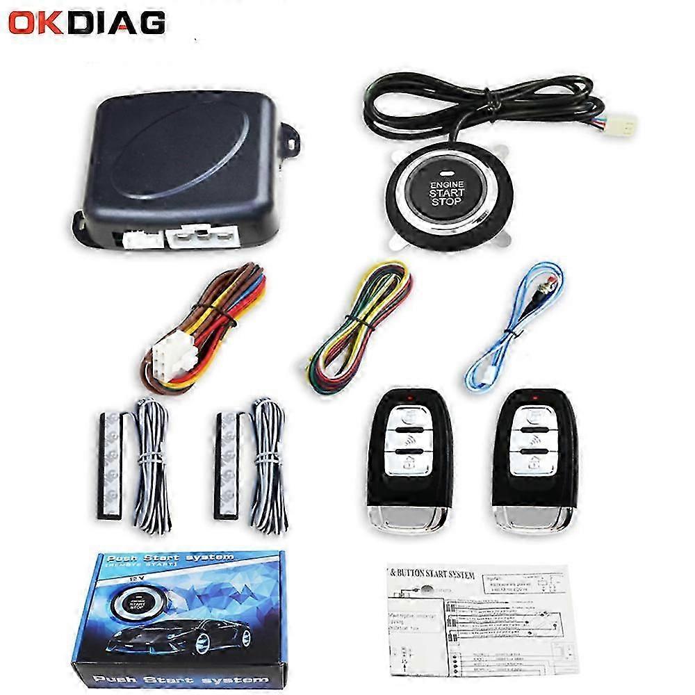 Otech 12v Car Key Systems Key Blade Auto Less Entry Start System Universal One Start Stop Engine Push Button Vehicle Alarm Pke Remote Start Stop