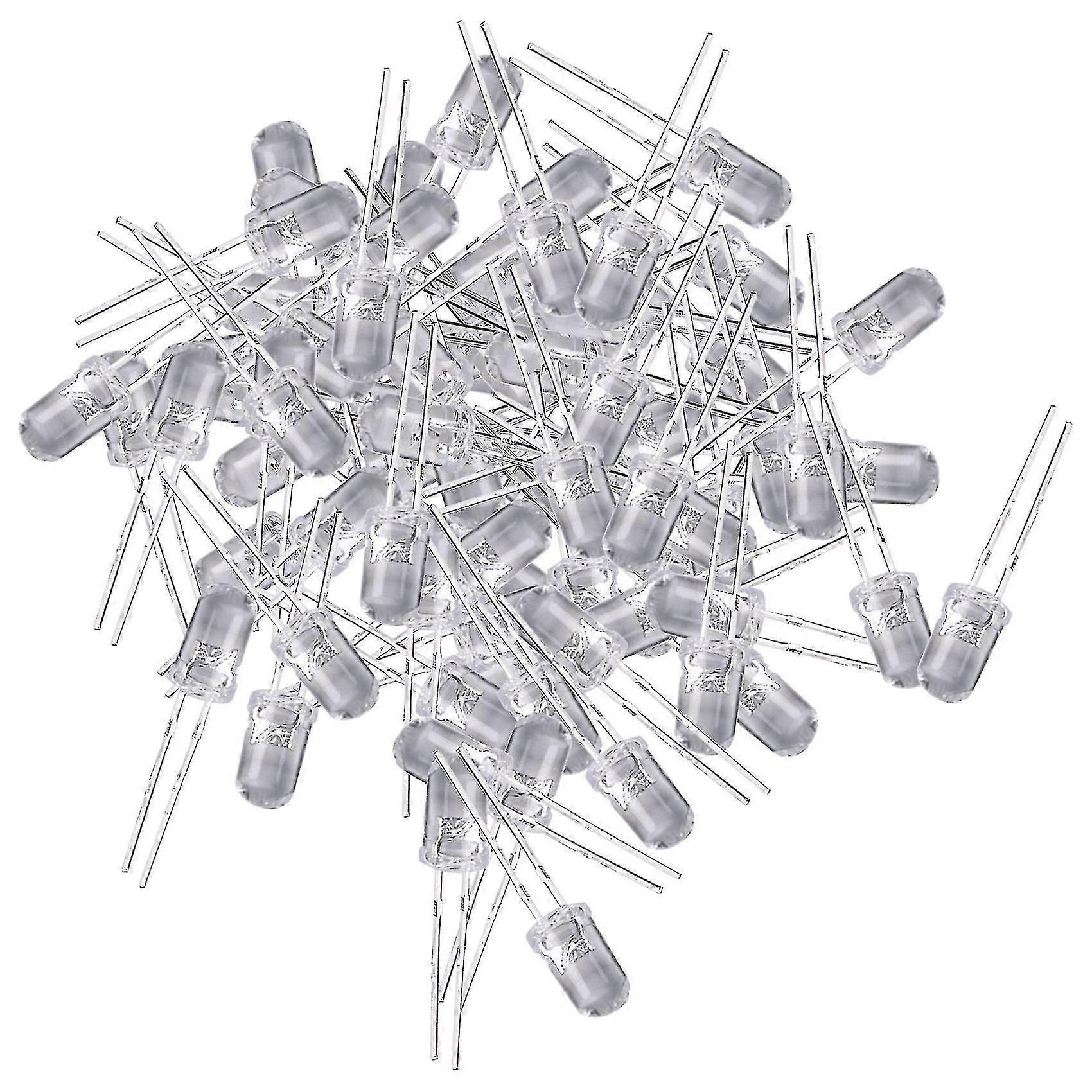 100 pcs 5mm Warm White LED Diode Lights, DC 3V 20mA, Bulb Electronics Components
