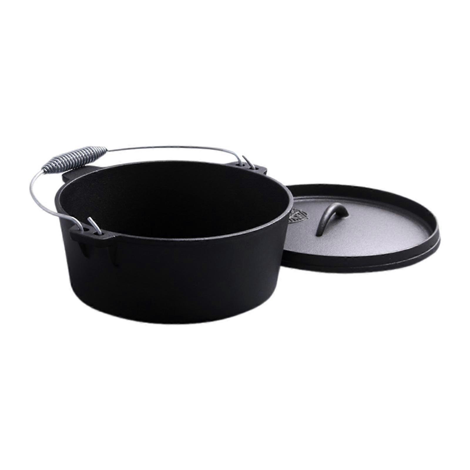 תנור הולנדי מברזל יצוק עם ידית עם מכסה מחבת למדורת מנגל ביתית