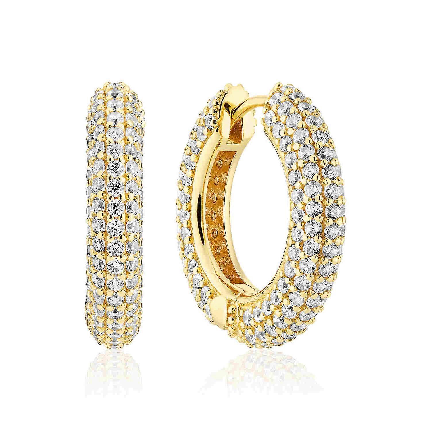 Gold Plated Carrara Medio Earrings SJ-E2474-CZ-YG