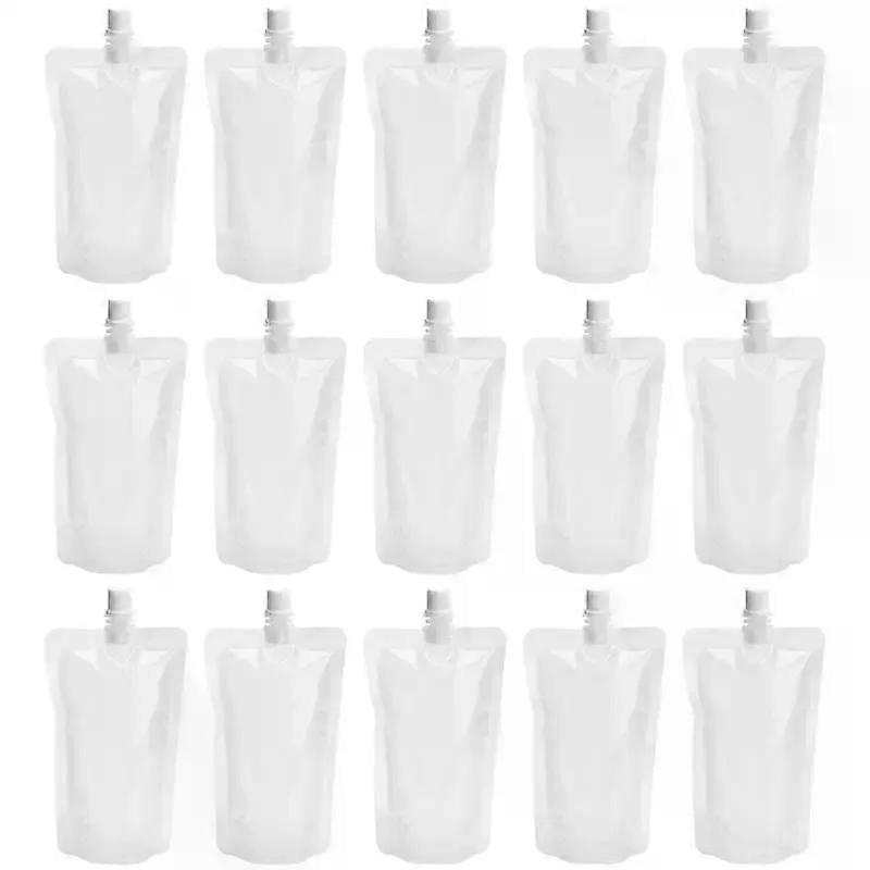 50pcs 250ml Plastic Drink Smoothie Bag Transparent Self Standing Nozzle Soybean Milk Beverage Food Sealed Bag Liquid