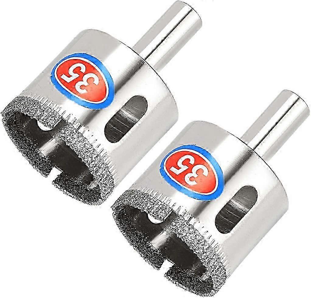 2pcs Diamond Core Bit Hole Saw Drill Bit per vetro Marmo Piastrelle in ceramica Tono argento 35mm