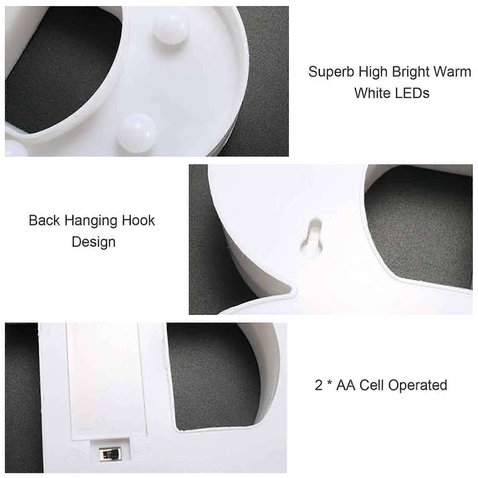 Alphabet LEDs Light Standing Letters Sign with Bulbs Night Lamp Warm White Constant Bright Light Effect 2 * AA Cell Operated IP54 Water Resistance fo