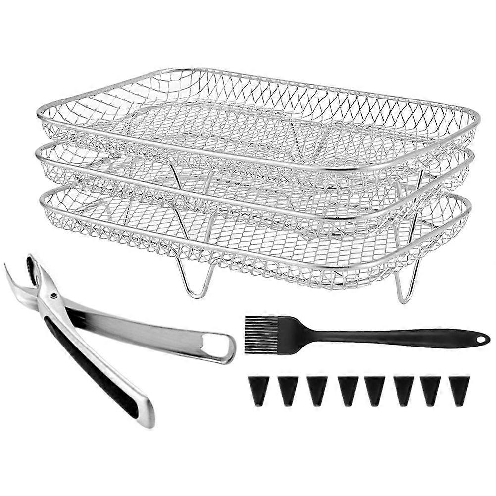 1 Set Air Fryer Stacking Rack Stainless Steel Grill Rack Stackable Grill Rack