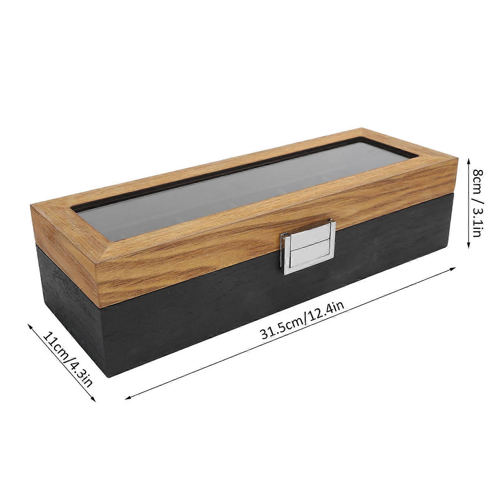 Compartment Solid Wood Watch Box Simple Classic Vintage Storage Case