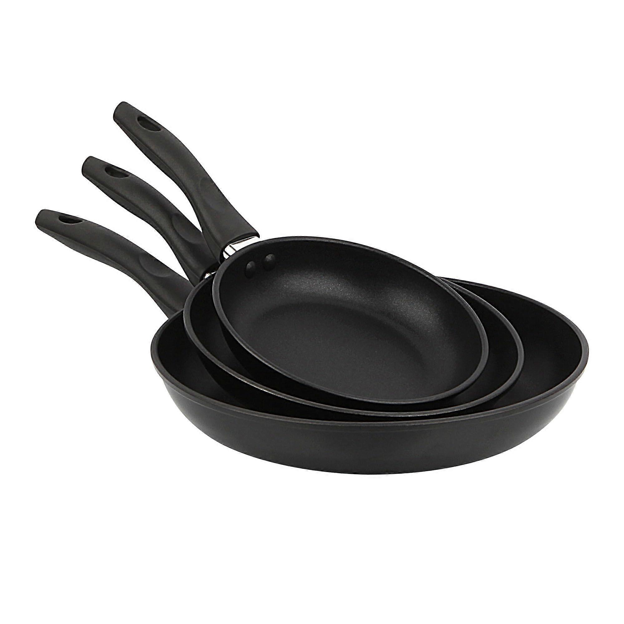 3 Piece Non-Stick Aluminum Frying Pan Set with Ergonomic Handle for Easy Cooking and Frying
