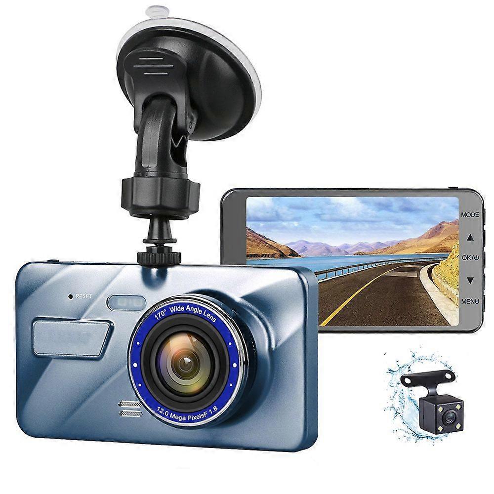 Câmera dianteira e traseira do carro Dashcam, 3,8 polegadas HD 1080P