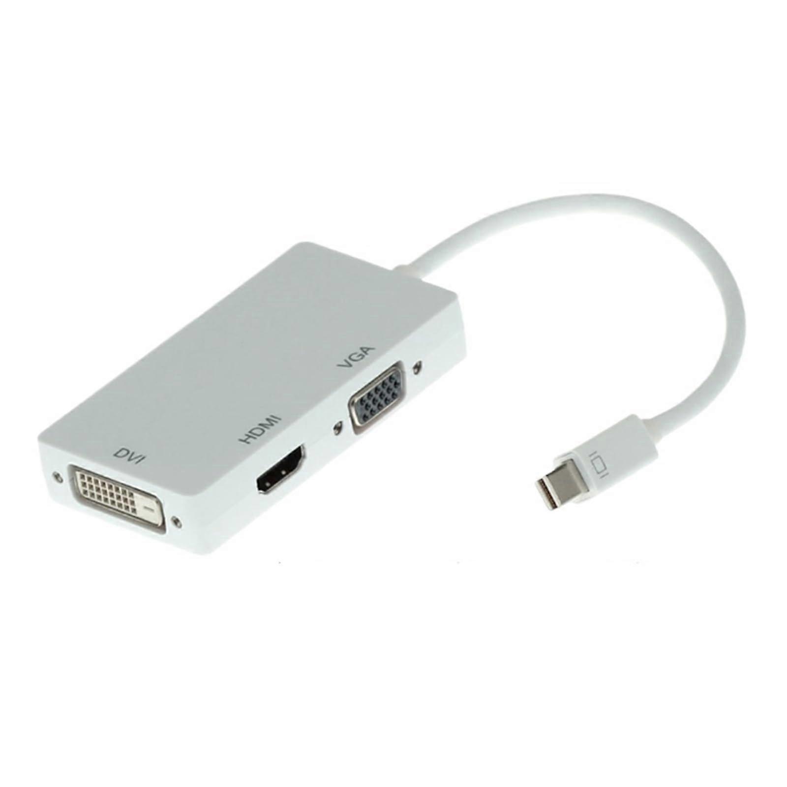 Large DP to HDMI VGA DVI Adapter Cable - Mini DP to HDMI DVI VGA, 0.3 M, 3-in-1 Compatibility, High-Quality Conversion