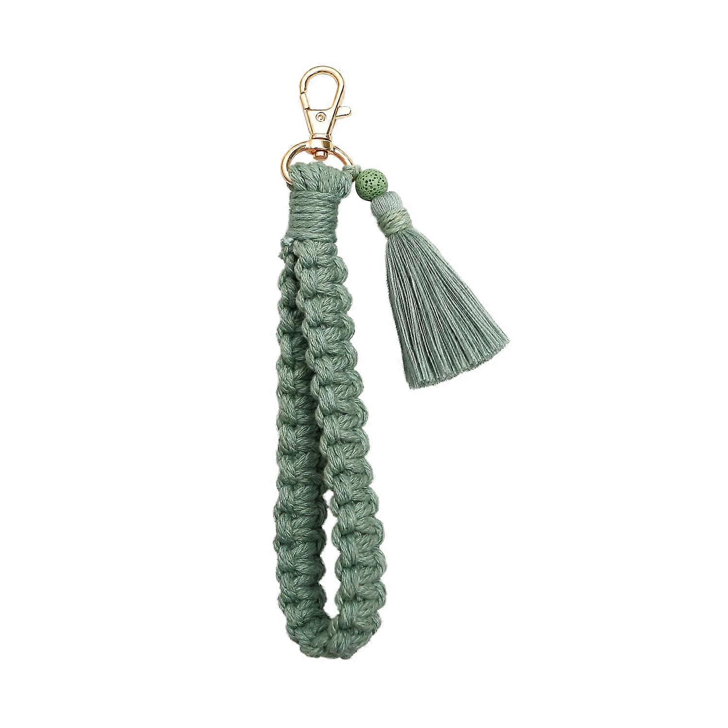 Fuqimanman Boho Macrame Keychain Bracelet with Handmade Tassels for Women - Colorful Wrist Holder Accessory