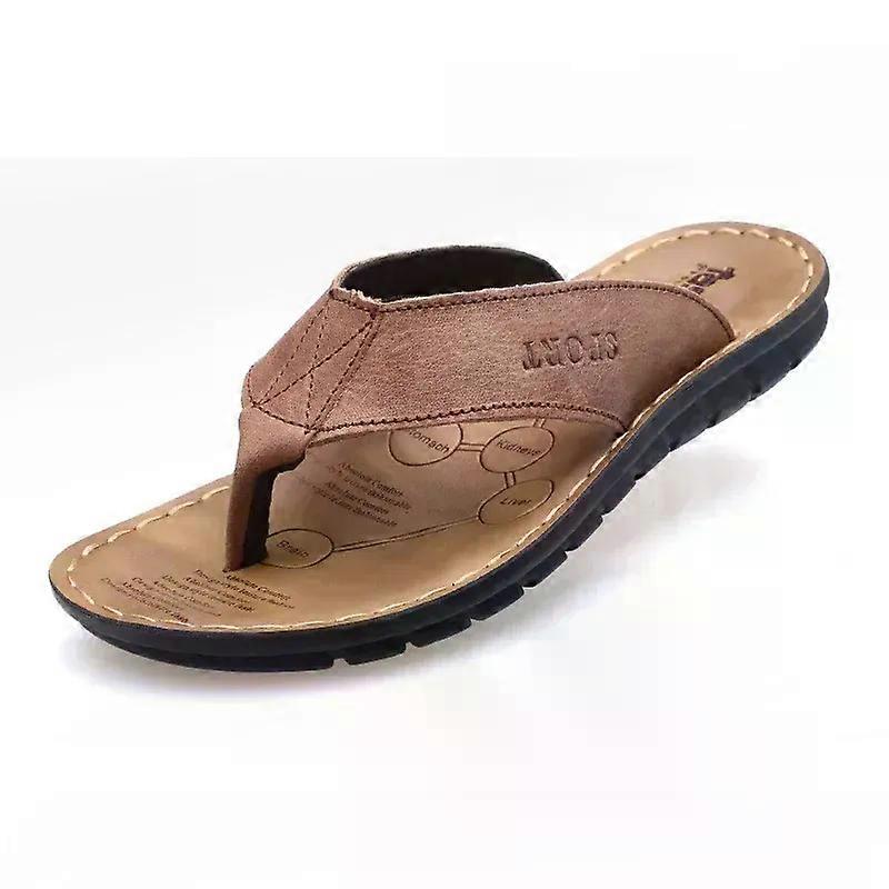 Summer Shoes Men Slippers Genuine Leather Beach Slippers Outdoor Anti-slip Mens Flip Flop Sandals Male Casual Leather Sandals