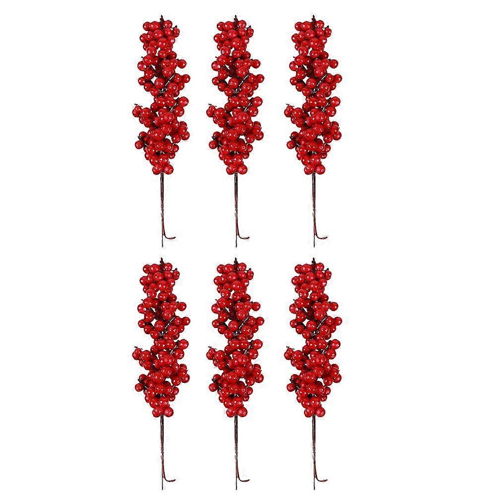 6pcs Simulation Red Berries Christmas Tree Decoration Accessories Party Props