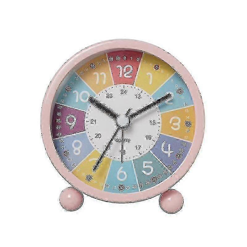 Educational Wall Clock for Kids, Silent Non-Ticking Classroom Bedroom Decor with Color Coding Learning System Pink