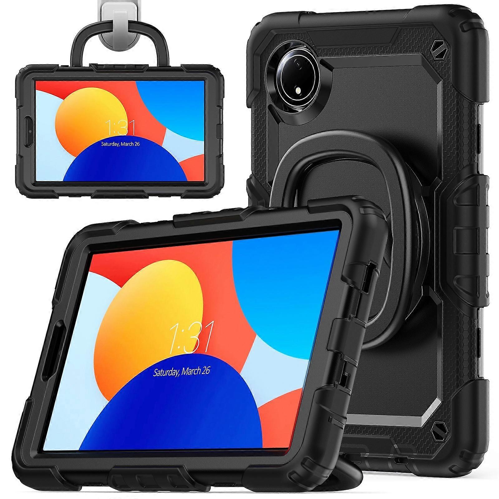 D Type Silicone Hybrid PC Tablet Case with Handle Holder