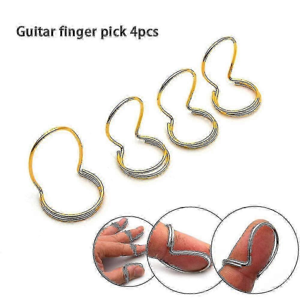 Fingerstyle Gitarr Plektrum Set med 4 - Tumme & Finger Plektrum för Klassisk Gitarr