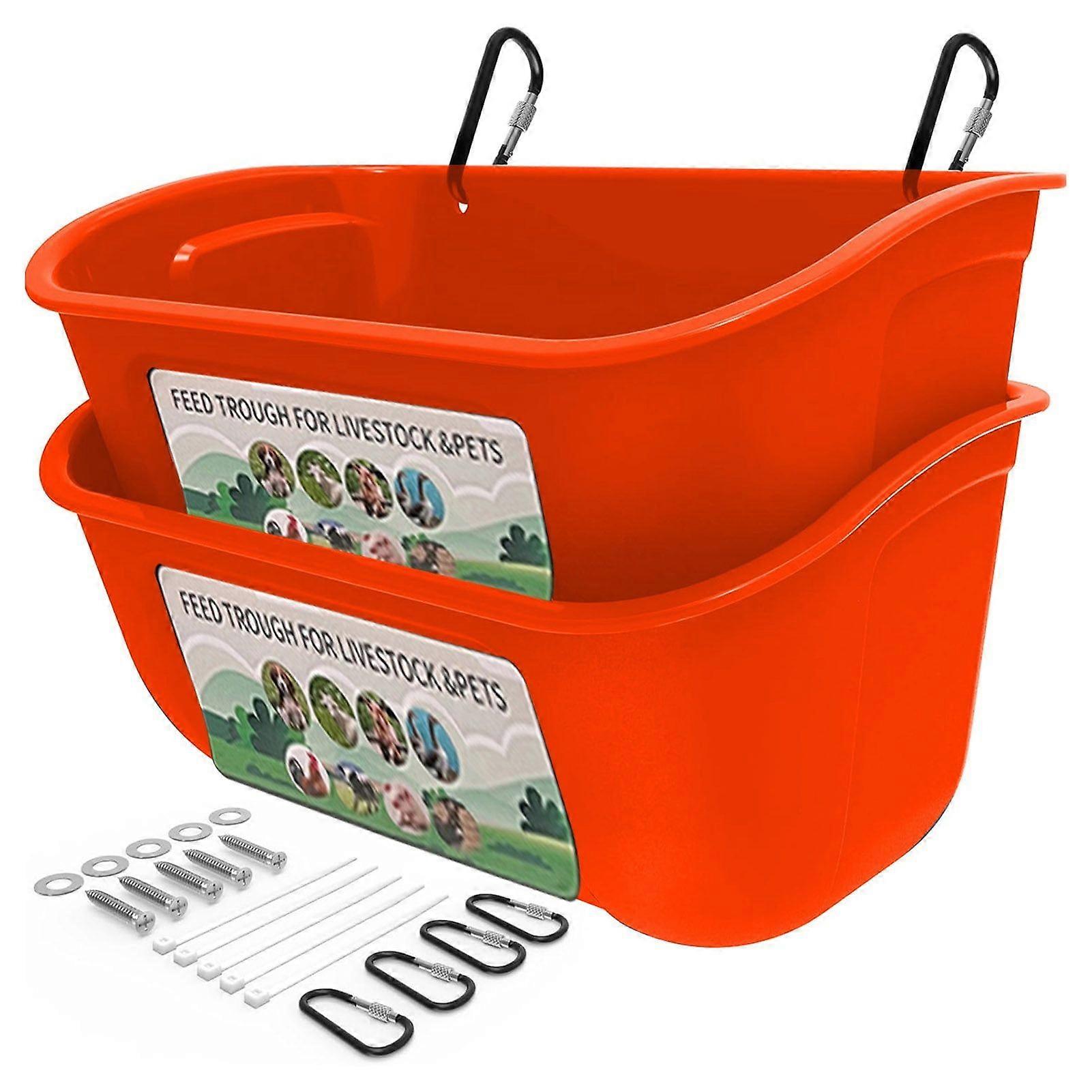 Chicken Feed Trough Poultry Feeder with Clips Hanging Chicken Feed Trough Set 2Pcs, Large Capacity, BPA-Free