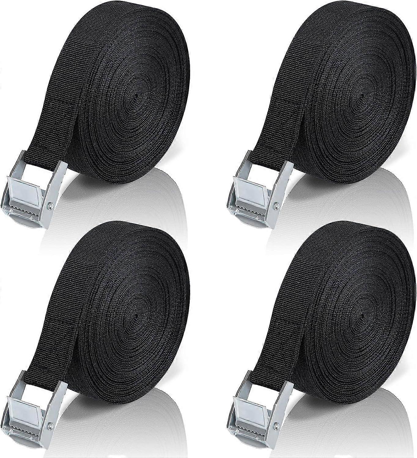 1M Lashing Strap, 4 Pieces Ratchet Strap with Zinc Alloy Clamp Buckle for Fixing Motorcycle/Car/Bike Rack/Luggage/Moving Traction Power