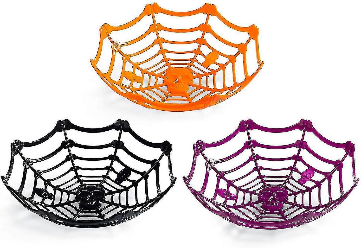 Spider Web And Skulls Basket Bowls For Party Supplies,decorations Set Of 3