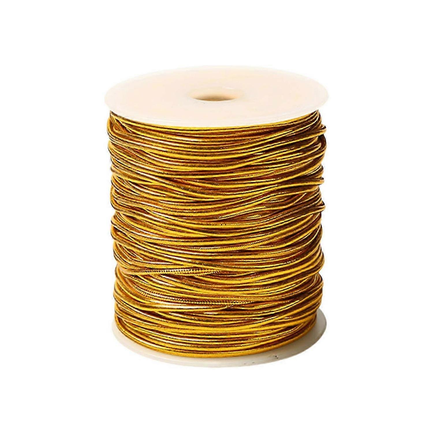 Metallic Stretch Cord Elastic Cords Braided Beading Cord Gold Elastic String for Craft Making Gift W