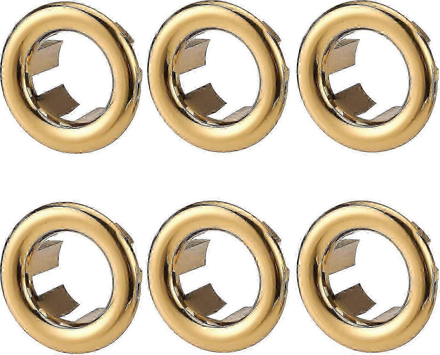6 Diskbänk Overflow Ring Guld Badrum Diskbänk Handfat Trim Overflow Lock Hål Insert Cap Pack