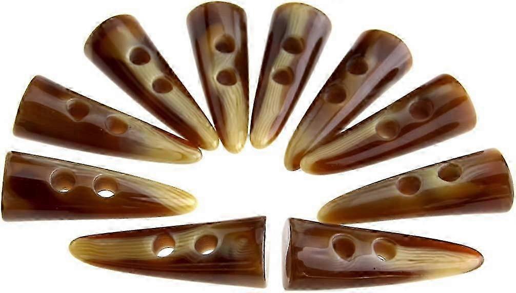 10pcs Large Horn Imitation Tooth Toggle Buttons - Light Coffee - For Coat Jacket Blazer Cream Bone