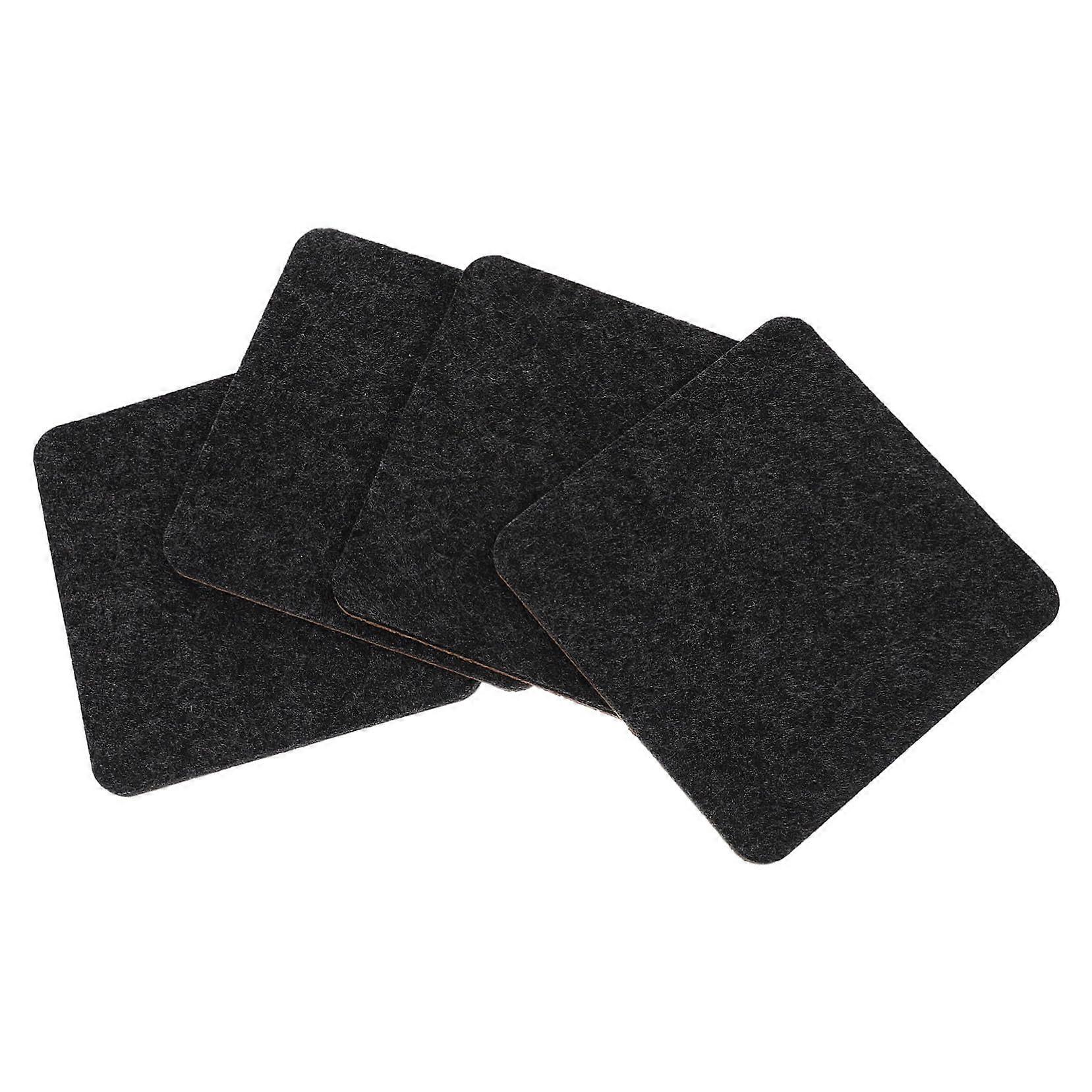 Felt Coasters Set of 4, Reusable Black Tea Coasters 10x10CM for Coffee Cups, Japanese Teapots, Dining Table Placemats