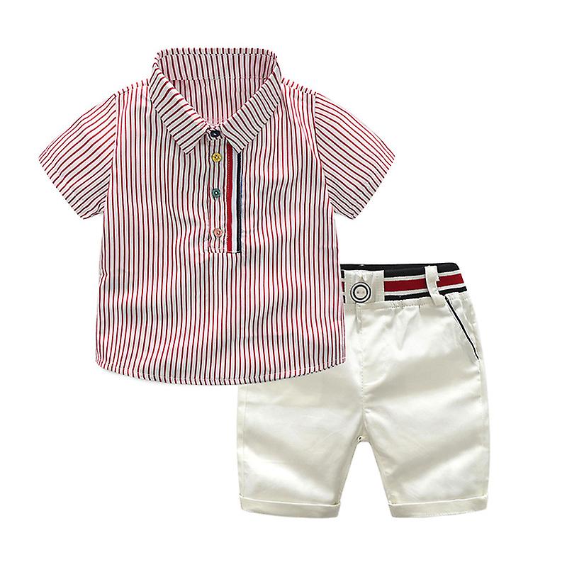Children's Summer Boys Korean Short Sleeve T-shirt Elastic Shorts Set