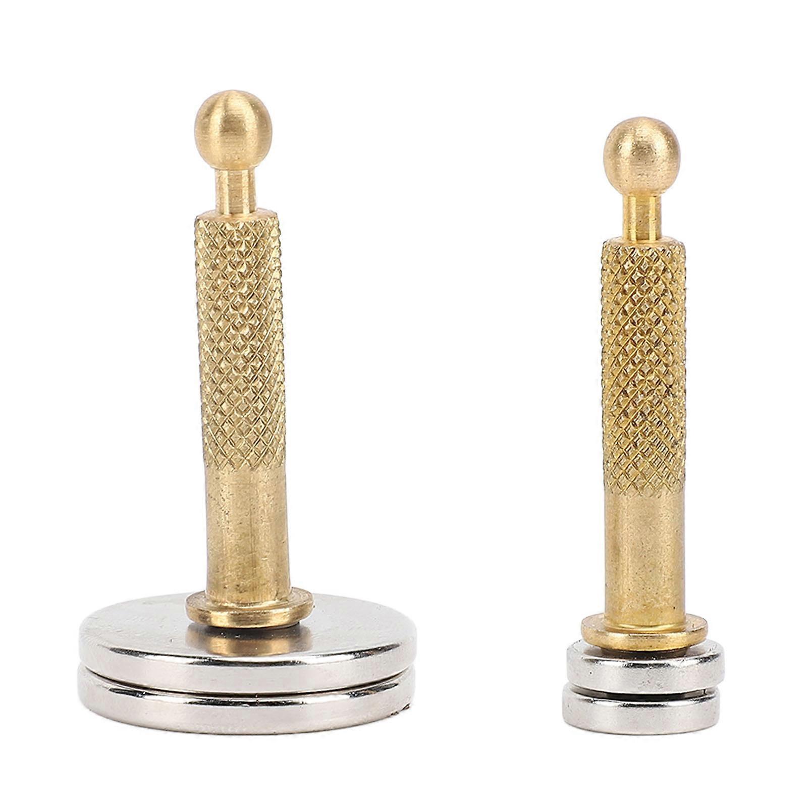Pair Acoustic Guitar Panel Repair Magnets Round Base with Handle for Top Cracks and Magnetic Pickups